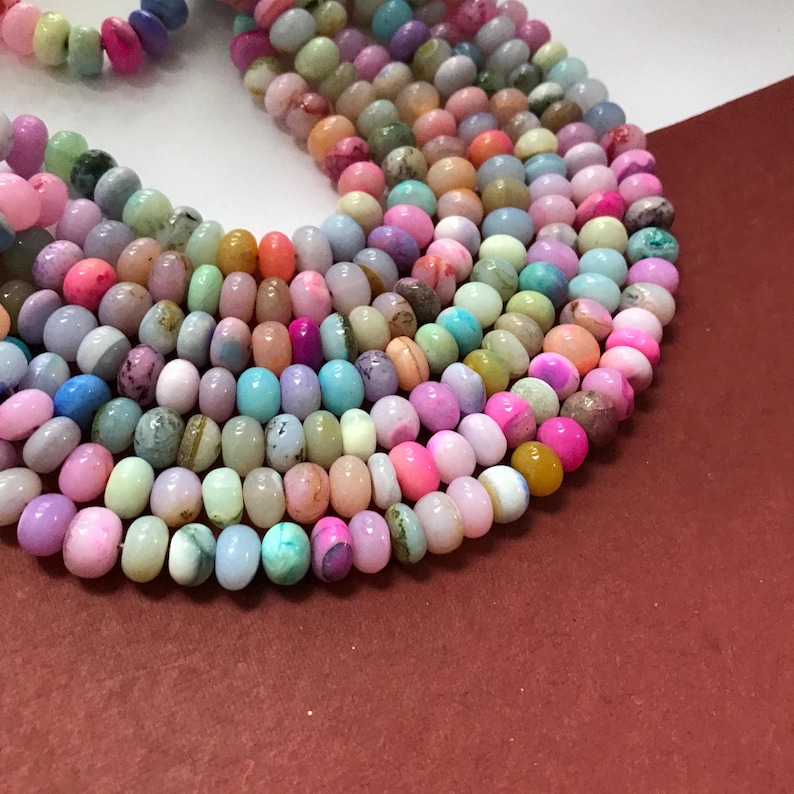 Multi Opal Rondelle Pärlor Bulksträngar Leverans, Färgglada Ädelstenspärlor (7-10 mm) 16" Strand