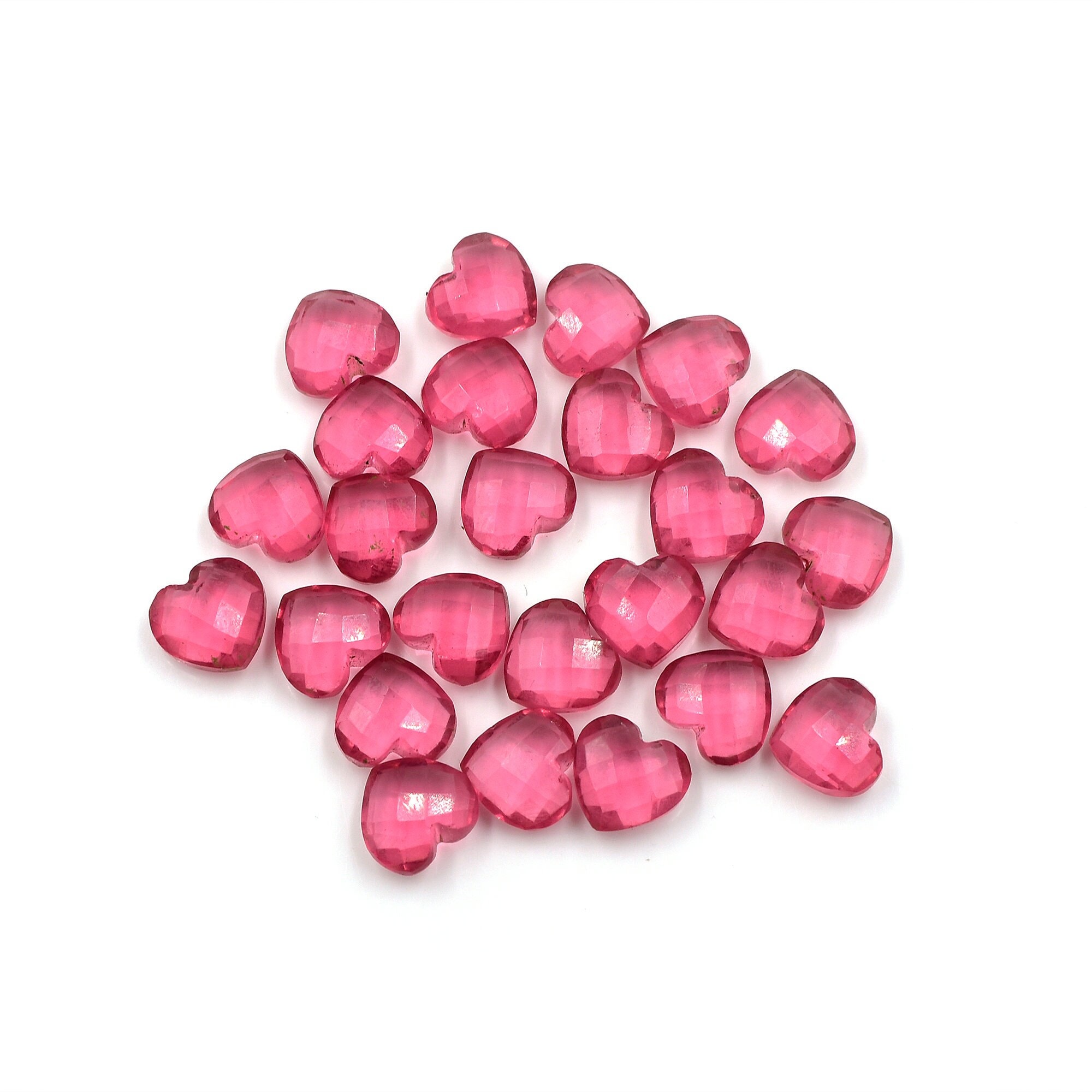 Heart Shape Pink Tourmaline Gemstone Beads 10 MM Heart Brilliant Cut Faceted Beads DIY Jewelry Drill Beads Briolette Stone Purple Beads
