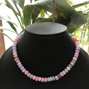 Multi Opal Rondelle Pärlor Bulksträngar Leverans, Färgglada Ädelstenspärlor (7-10 mm) 18" Necklace