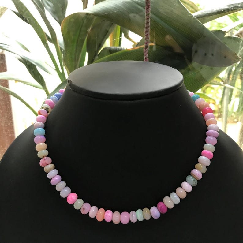 Multi Opal Rondelle Pärlor Bulksträngar Leverans, Färgglada Ädelstenspärlor (7-10 mm) 18" Necklace