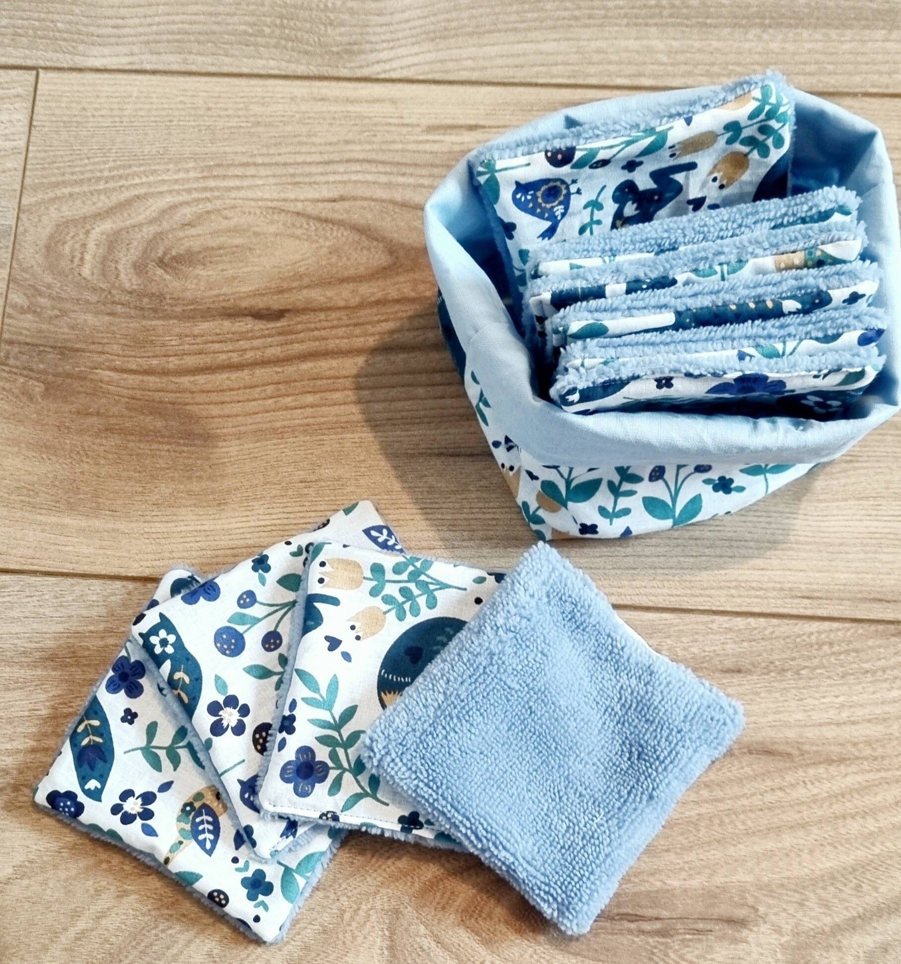 Lingettes Lavables/ Carrés Démaquillants Coton + Panière