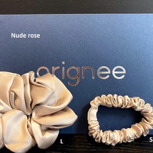 ORIGNEE® Silk Scrunchie Set S+L | 100% Mulberry Silk | Hair Tie to Prevent Breakage Nude Rose