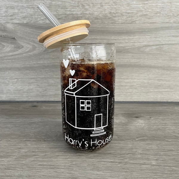 Harry's House inspired can glass, Customizable glass can, Harry Styles inspired, Harry Styles House inspired