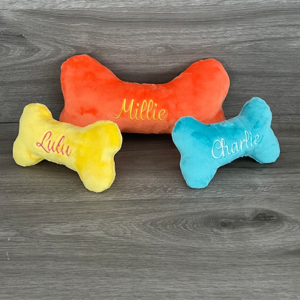 Personalized dog bone toy,  new puppy gift, Embroidered dog toy, Custom dog bone, Easter basket gift