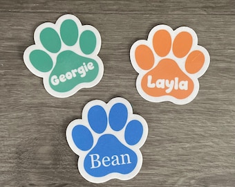 Personalized Pet Name Paw Sticker, Dog Cat Decal