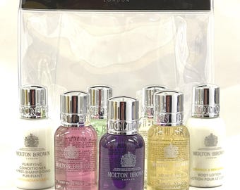 Luxury Molton Brown  Gift Set (7 x 30ml Bottles & Travel Bag) - Pamper Gift - Mum - Grandma - Sister - Brother-Dad