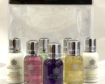 Luxury Molton Brown Ladies Gift Set (Shower Gel/Body Lotion) 7 x 30ml Bottles - Pamper Gift - Mum - Grandma - Sister - Hug in a box