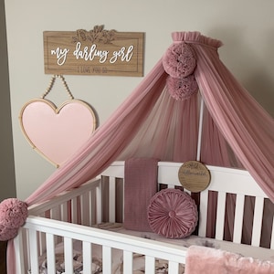 Baby Baldachin, Nook Baldachin, Nursery Canopy, Play canopy for girl, Bed baldachin, Bed Canopy for kids room Crib (dusty rose)(NO POMPOMS)