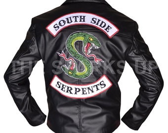 Riverdale Southside Serpents Snake Patch Women Black Motorcycle Leather Jacket 