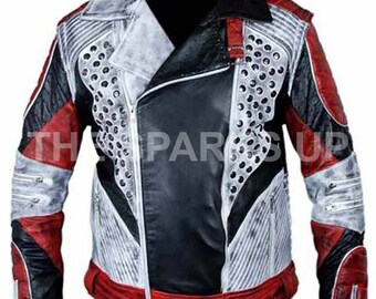 Mens  Cameron Carlose Cosplay Gothic Style Formal Wear Genuine Leather Jacket