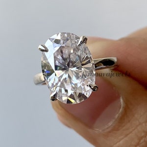 5.32 CT Oval Diamond Engagement Ring, Double Hidden Halo Ring, Wedding Ring, 10k/14K/18k White Gold, Anniversary Gift Ring, Customized Ring