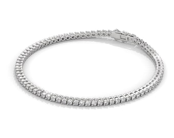 Runde Moissanite Diamant Silber Tennis Armband Rundschliff Moissanite Diamant 925 Sterling Silber, zierliches Silber Armband für Männer Frauen