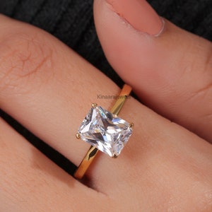 2.0 CT Radiant Cut Lab Grown Diamond Engagement Ring Solitaire Ring 14K Yellow Gold Ring Promise Gift Ring For Her Solitaire Diamond Ring