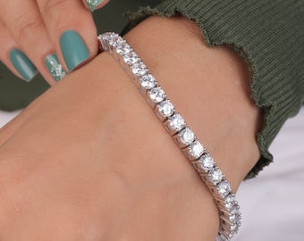 Moissanit Diamant Tennis Armband, 925 Sterling Silber Armband