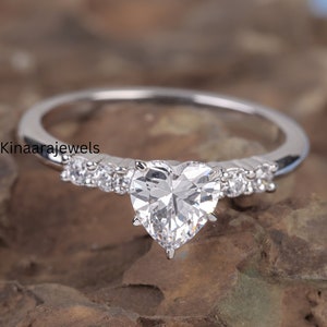 Heart Cut Lab Grown Diamond Engagement Ring, Lab Diamond Proposal Ring, EF-VS Lab Grown Diamond Wedding Ring, Valentine&#39;s Day Gift