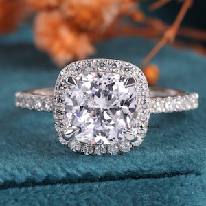 1 Carat Cushion Cut Diamond Ring Cushion Cut Moissanite Engagement Ring Hidden Halo Cushion Cut Engagement Ring Cushion Cut Solitaire Ring