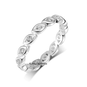 Full Eternity Channel Set Wedding Band, Lab Grown Eternity Bands Ring For Women, Pave Diamond Band, Marquise Shape Band Stackable Ring