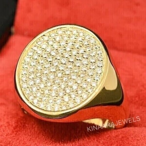 Men&#39;s Hip Hop Ring Men&#39;s Luxurious Dome Wedding Ring Men&#39;s Signet Ring, 10K, 14K, 18K Yellow Gold, Gold Wedding Band for Men, Wedding Gifts