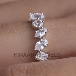 Multi-Shape Lab Grown Diamond Eternity Band, 14k White Gold