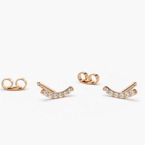 Tiny Climber Cartilage Earrings Studs, Lab Grown Diamond Earrings Studs, 14K Solid Yellow Gold Studs Earrings for Daughter, Gifts for Her