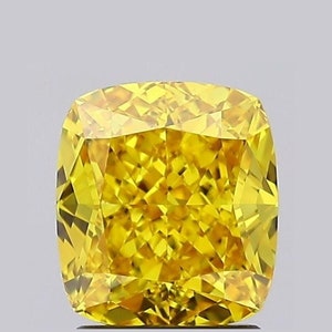 1,0 Ct Kissenschliff Fancy Vivid Gelb Lab gewachsen Diamant Loser Diamant, Kissen Labor erstellt lose Diamanten, VS1 Klarheit Schmuck machen