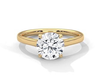 Solitär-Rundschliff Moissanite Verlobungsring, klassischer Versprechen Ehering, Kathedralen-Set, Jahrestagsring Geschenk, personalisiertes Geschenk.