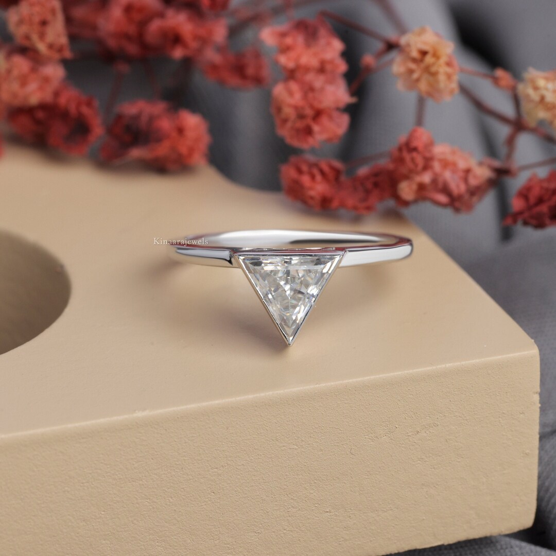 Triangle Lab Diamond Triangle Cut Lab Grown Diamond Solitaire Ring, Triangle Cut Engagement ...