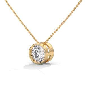 Round Cut Lab Diamond Pendant, Solitaire Bezel Set Unisex Diamond Pendant For Gift, IGI Certified Round Diamond Pendant Necklace with Chain
