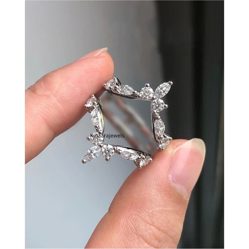 Enhancers and Wraps Guard Lab Grown Ring Chevron Jacket Engagement Ring by Kinaarajewels.
