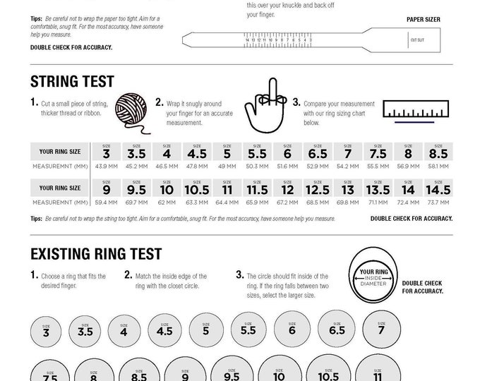 Printable Ring Sizer Ring Size Conversion Chart Size Finder Ring ...