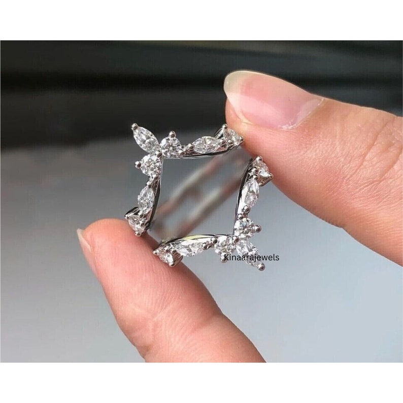 Enhancers and Wraps Guard Lab Grown Ring Chevron Jacket Engagement Ring by Kinaarajewels.