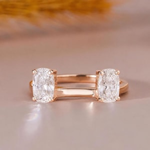Elongated Cushion Cut Diamond Wrap Wedding Ring Enhancer Lab Grown Diamond Band, Custom Double Cushion Diamond Contour Band, Ring Enhancer