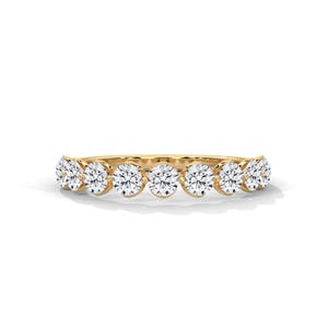 1 CT Moissanite Round Diamond Wedding Band, Round Cut Diamond Wedding Band, Half Eternity Diamond Ring, Diamond Anniversary Stacking Ring.