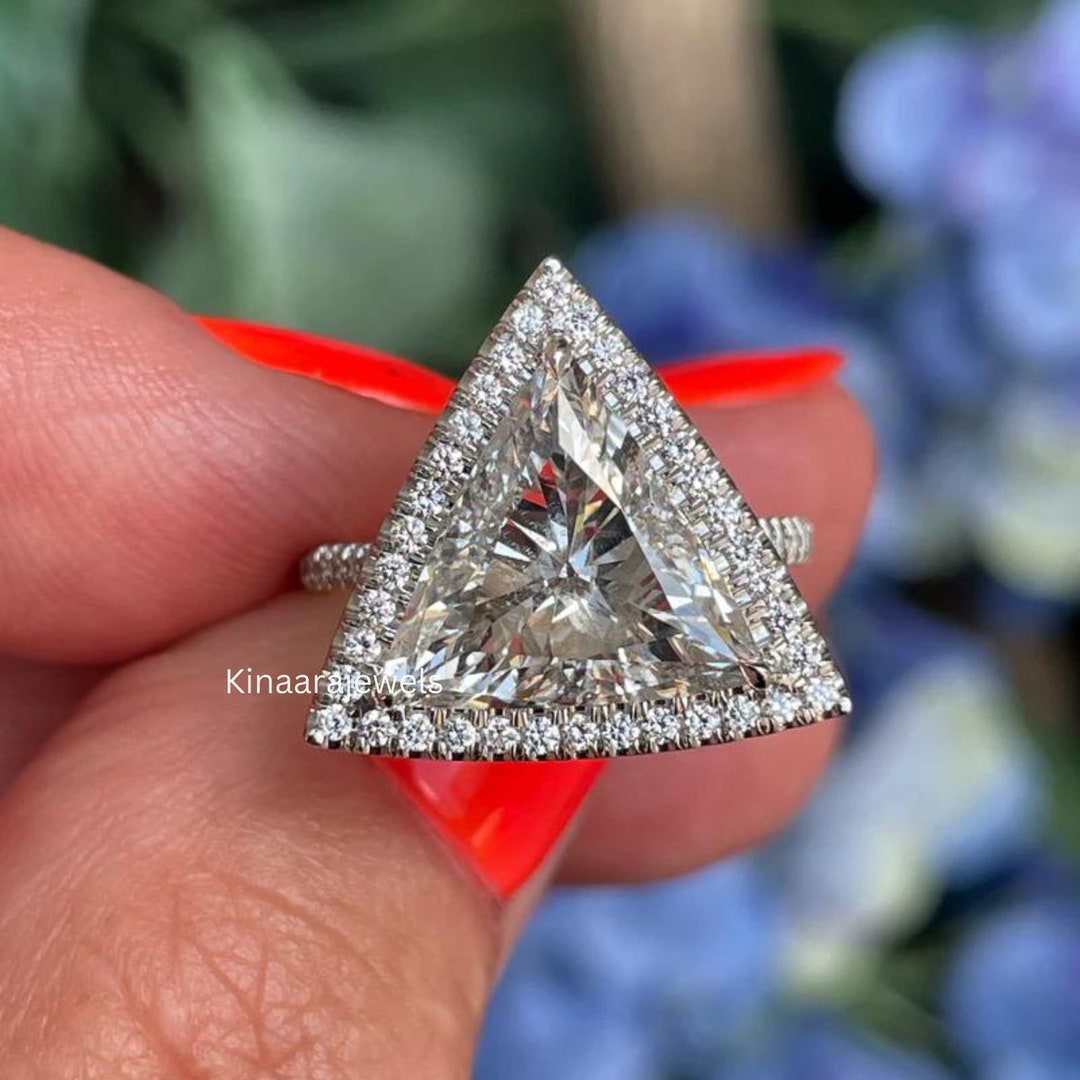 Triangle Lab Diamond 2.5ct Triangle Lab Diamond Engagement Ring, 10K White Gold Wedding Ring ...