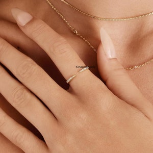 Open Cuff Diamond Wedding Band, Gold Wedding Band, Dainty Stacking Ring, Lab Grown Diamond Band Solid Gold Matching Stackable Band