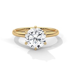 2 CT 6-Prong Solitaire Moissanite Diamond Engagement Ring, Solid Gold Solitaire Engagement Ring, Classic Round Cut Ring, Wedding Ring.