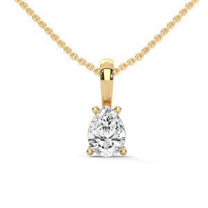 Pear Diamond Pendant, 1 CT IGI Certified Diamond Solitaire Pendant Necklace with Chain, Teardrop Pear Shape Diamond Pendant Gift For Her