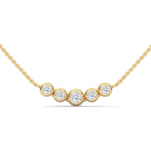 5 Stone Bar Necklace, 14k Curved Graduated Bezel Necklace, Minimalist Lab Grown Diamond Necklace, Wedding Bridal Gift For Her, Wedding Gift