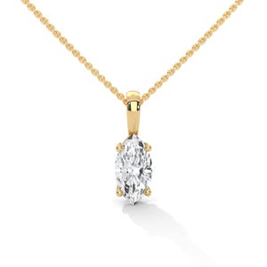 Marquise Diamond Necklace, Diamond Solitaire Pendant, Layering Necklace, Single IGI Certified 1 Carat Diamond Pendant Necklace with Chain