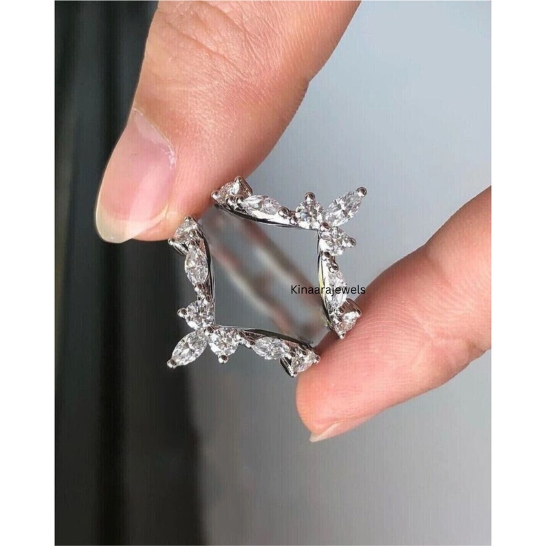 Enhancers and Wraps Guard Lab Grown Ring Chevron Jacket Engagement Ring by Kinaarajewels.