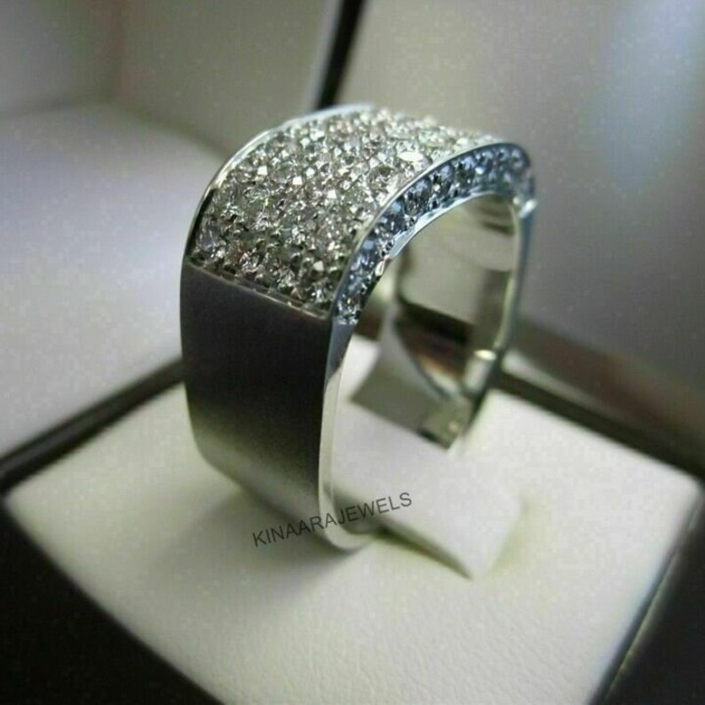 Multi-stone Rings Men's Diamond Ring Mens, Men's Cluster Ring 14K White ...