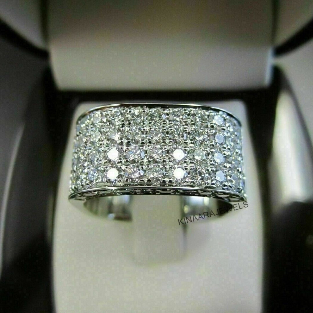 Multi-stone Rings Men's Diamond Ring Mens, Men's Cluster Ring 14K White ...