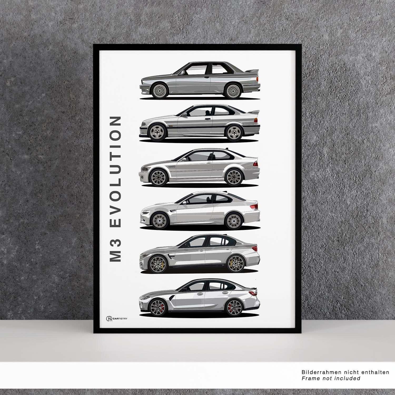 Auto Poster Bmw M3 M5 Weiß Sport Auto Serie Leinwand Gemälde Druck Wand  Kunst Bilder für