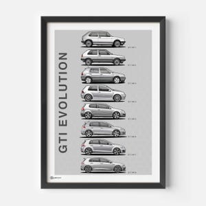 Póster de coche Golf GTI Generaciones - CARTISTRY®