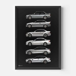Auto Poster M3 Generationen - Dunkel - CARTISTRY®