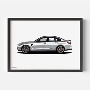 Poster per auto M3 G80 Artwork - Luce - CARTISTRY®