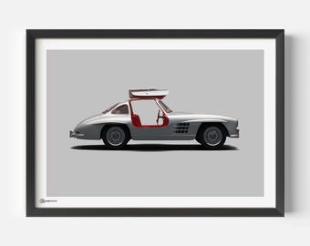 Car Poster 300 SL Gullwing - Light - CARTISTRY®