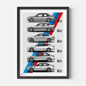 Poster auto M3 Generazioni M-Stripe - CARTISTRY®