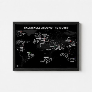 Póster del mapa mundial de la pista de carreras de F1 - Oscuro - CARTISTRY®