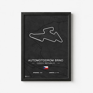 Póster del circuito de carreras Automotodrom Brno - Oscuro - CARTISTRY®